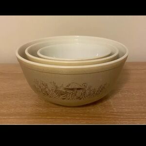 Vintage Forest Fancies - Nesting Mixing Bowls (Pyrex) 401, 402, and 403